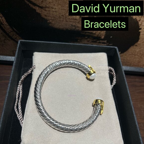D̲a̲v̲i̲d̲ ̲Y̲u̲r̲m̲a̲n̲ Cable Classics Bracelet with Pearl & 14k Gold 7mm - Picture 1 of 5